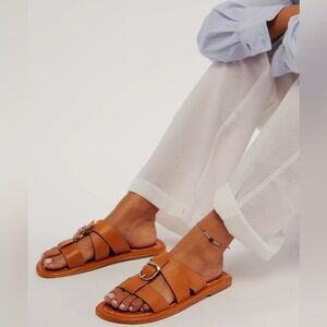 New Free People Sloan Vertical Buckle Sandal T bar strap cinnamon clay